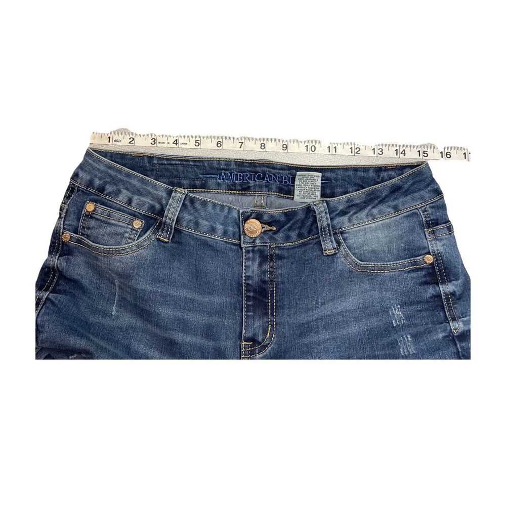 American Blue Jeans Girls 13 Denim Cotton Stretch Mid-Rise Hipster Frayed Hem - Picture 6 of 9